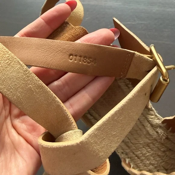 Chloe Lauren Espadrille Suede Beige Wedges size 8 - Picture 11 of 12